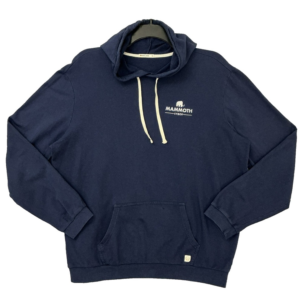 Marine Layer Hoodie Sweatshirt Mens XL Blue Fleece USA Made Mammoth Cyber Logo